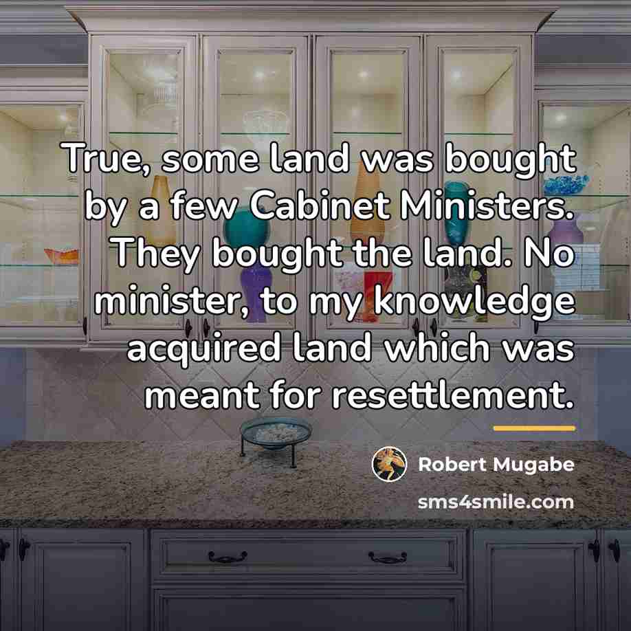 “True, some land was bought by a few Cabinet Ministers.…” quote by Robert Mugabe