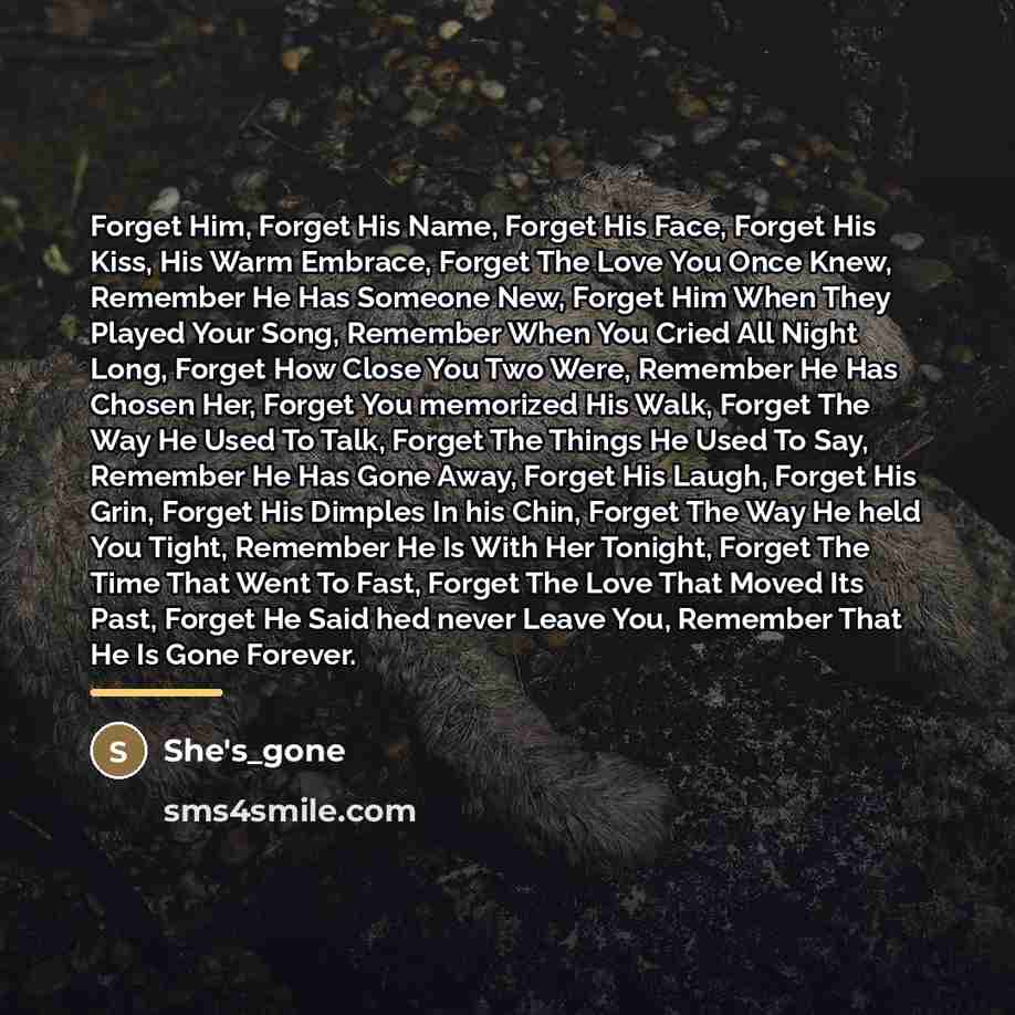 “Forget Him, Forget His Name, Forget His Face, Forget His…” quote by She's_gone