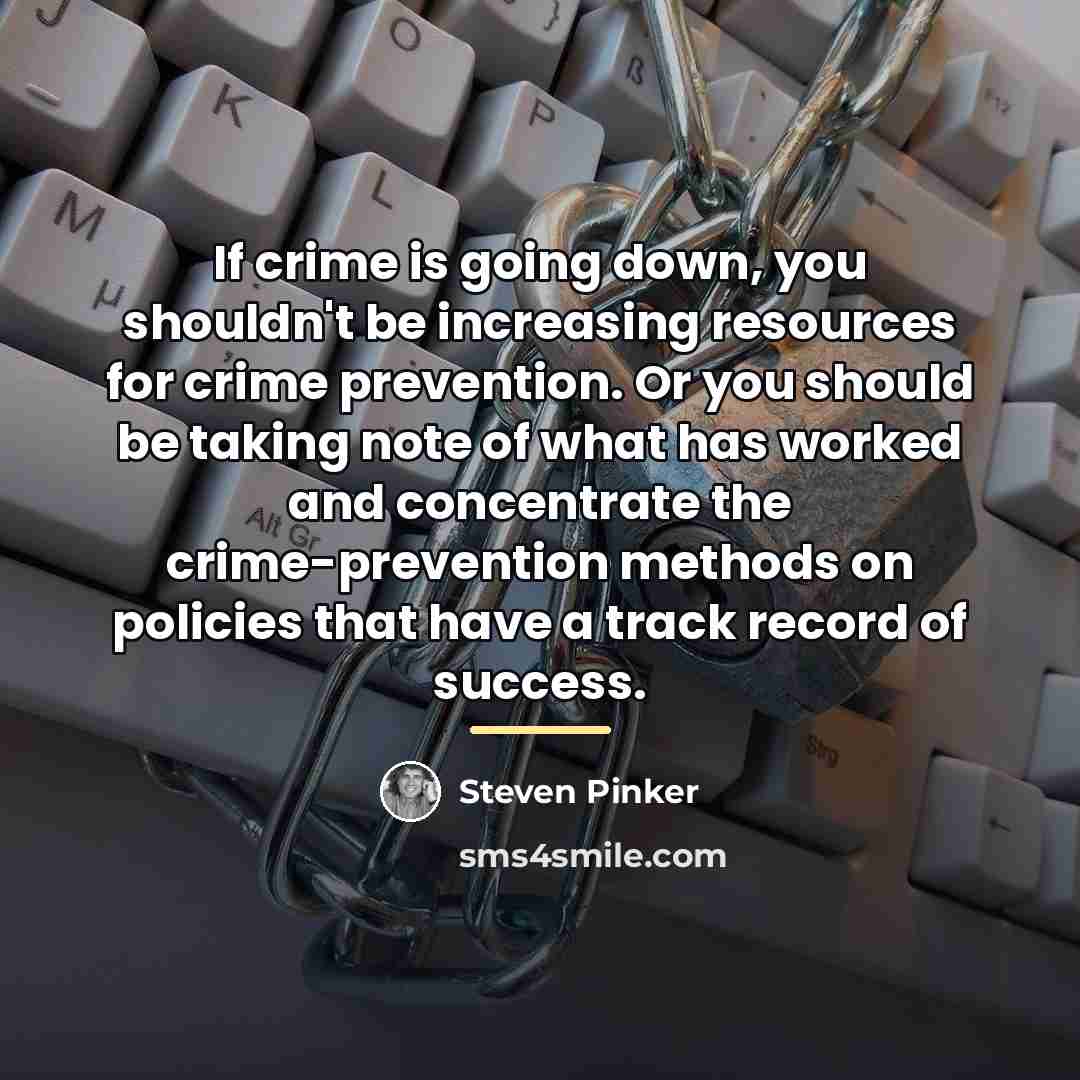 “If crime is going down, you shouldn't be increasing resources…” quote by Steven Pinker