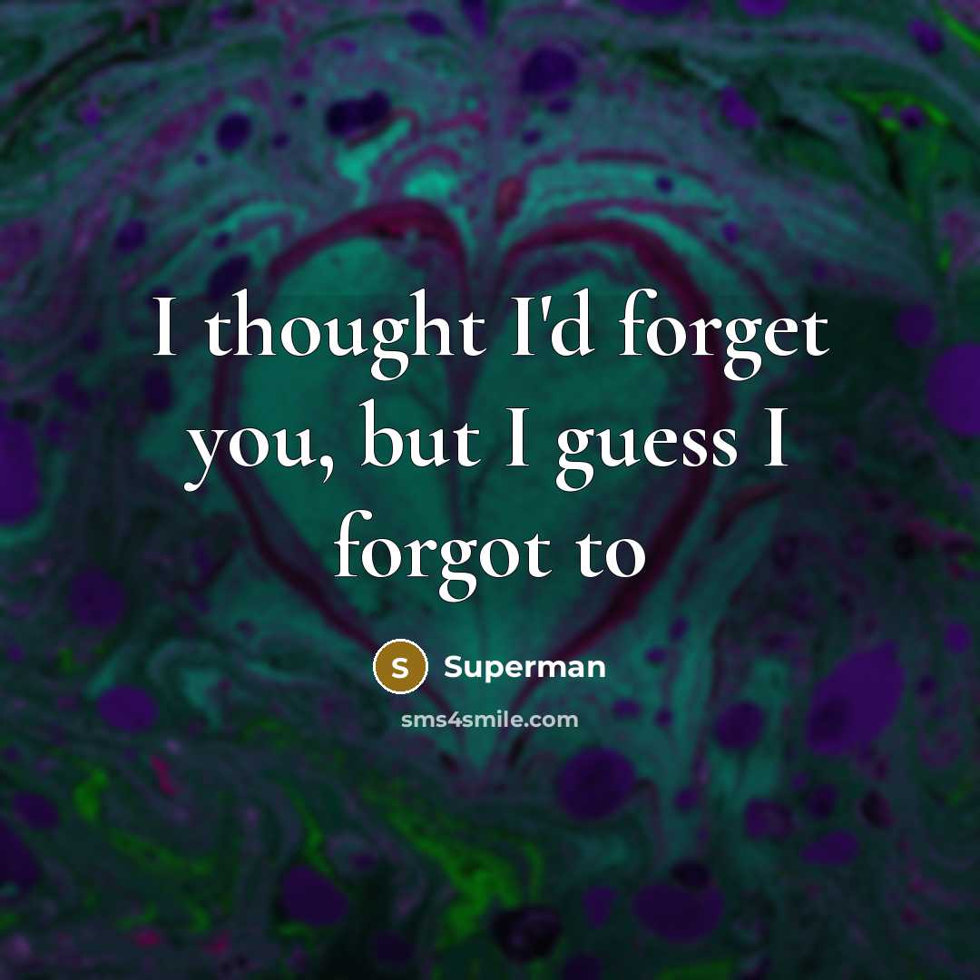 “I thought I'd forget you, but I guess I forgot…” quote by Superman