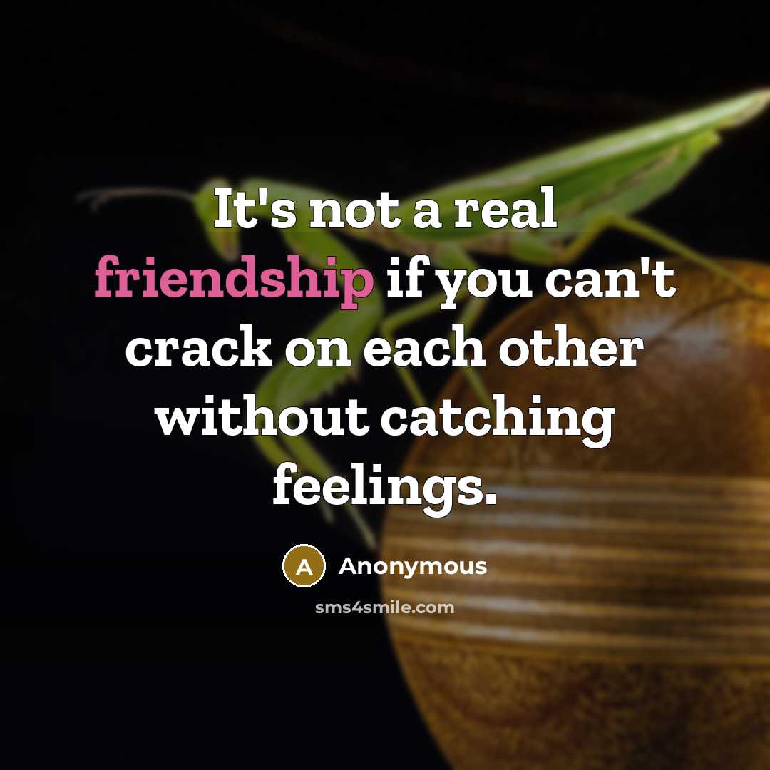 “It's not a real friendship if you can't crack on each other without catching feelings.” quote by Anonymous