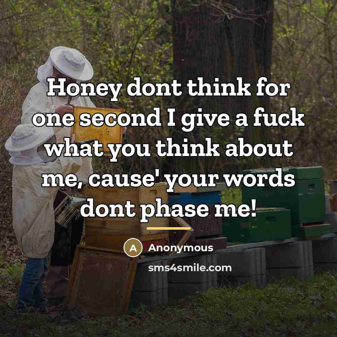“Honey dont think for one second I give a fuck…” quote by Anonymous
