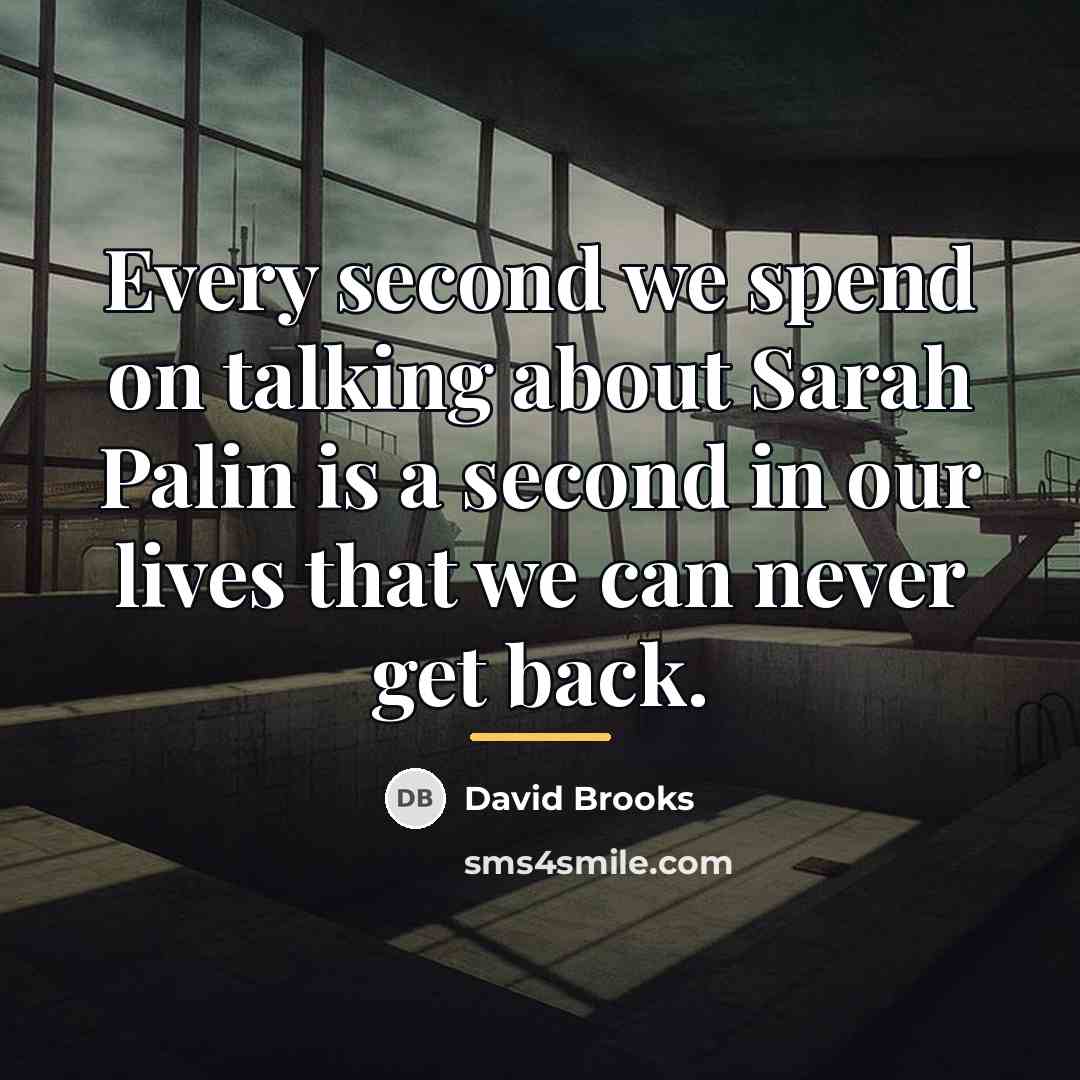 “Every second we spend on talking about Sarah Palin is…” quote by David Brooks