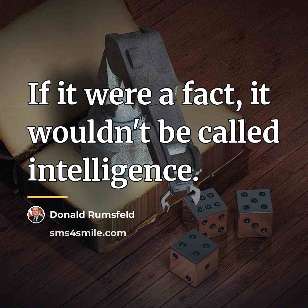 “If it were a fact, it wouldn't be called intelligence.…” quote by Donald Rumsfeld