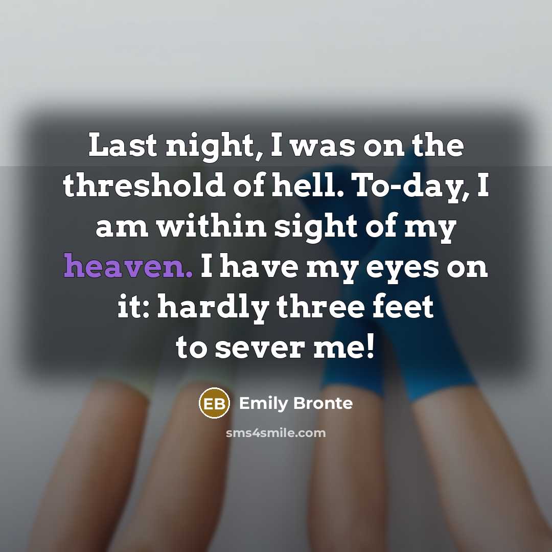 “Last night, I was on the threshold of hell. To-day,…” quote by Emily Bronte