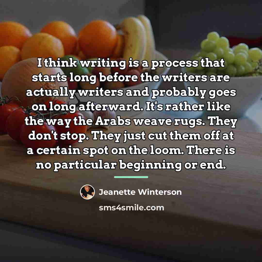 “I think writing is a process that starts long before…” quote by Jeanette Winterson