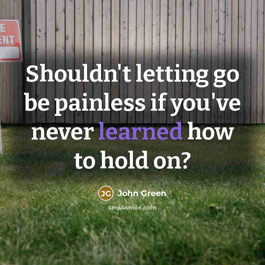 “Shouldn't letting go be painless if you've never learned how to hold on?” quote by John Green
