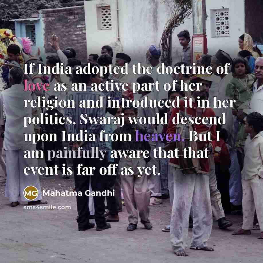 “If India adopted the doctrine of love as an active…” quote by Mahatma Gandhi