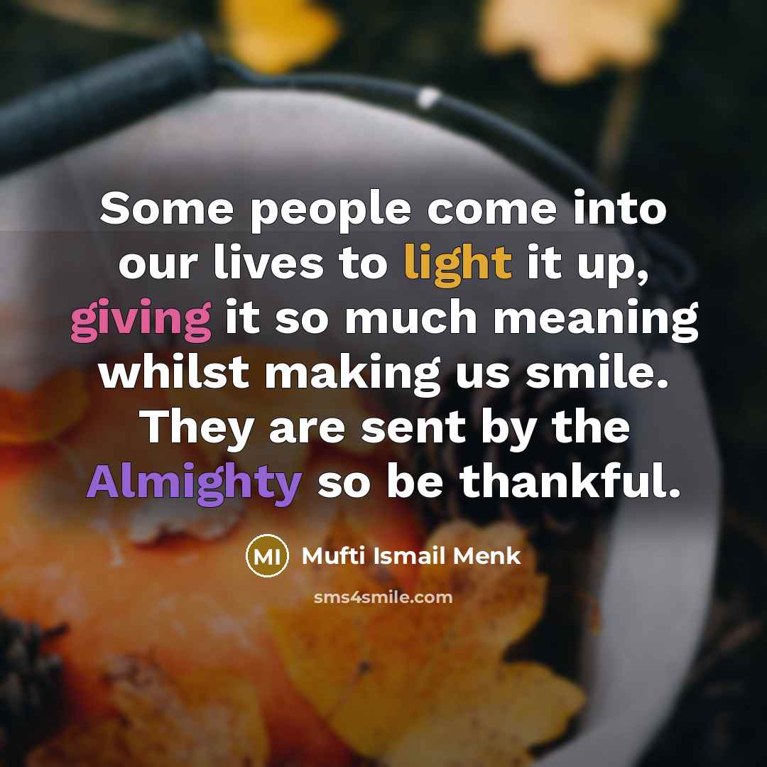 “Some people come into our lives to light it up,…” quote by Mufti Ismail Menk