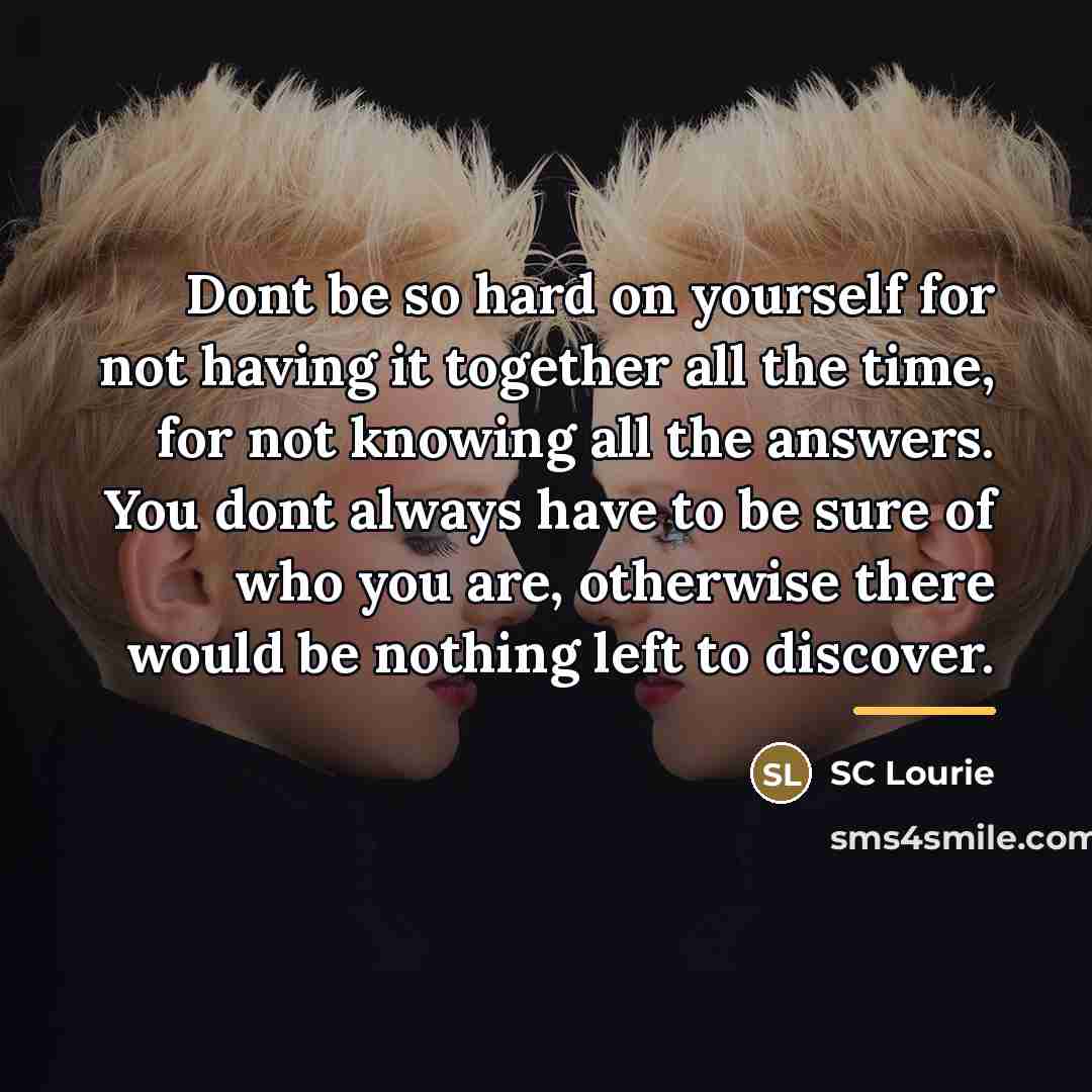 “Dont be so hard on yourself for not having it…” quote by SC Lourie