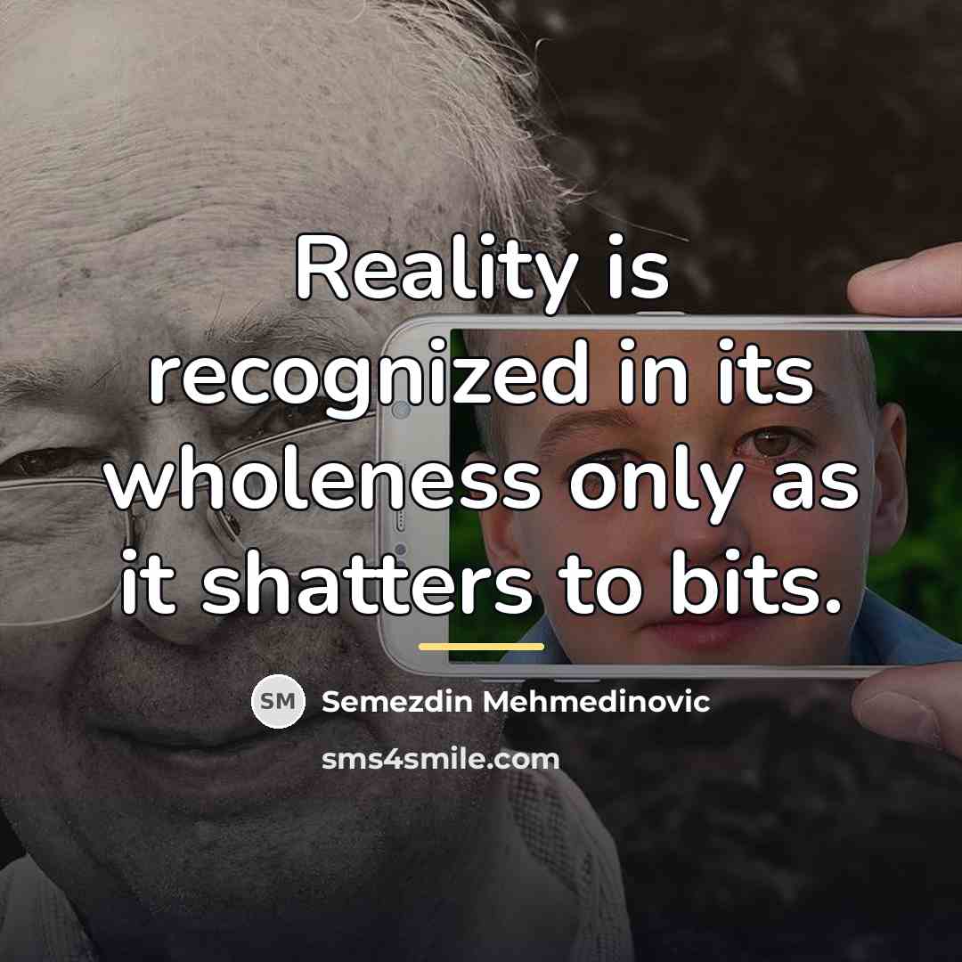 “Reality is recognized in its wholeness only as it shatters…” quote by Anonymous