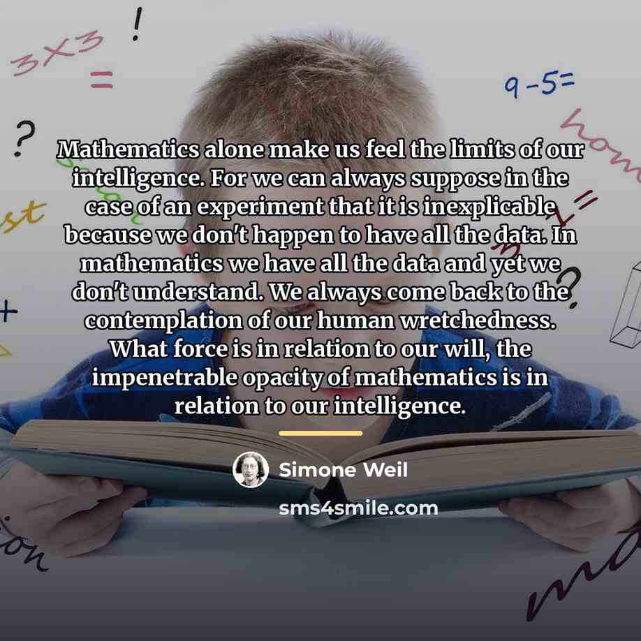 “Mathematics alone make us feel the limits of our intelligence.…” quote by Simone Weil