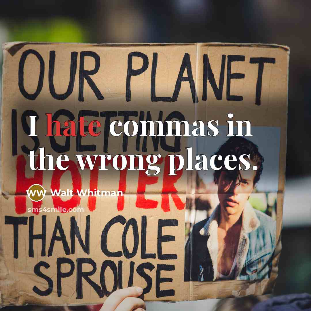 “I hate commas in the wrong places.…” quote by Walt Whitman