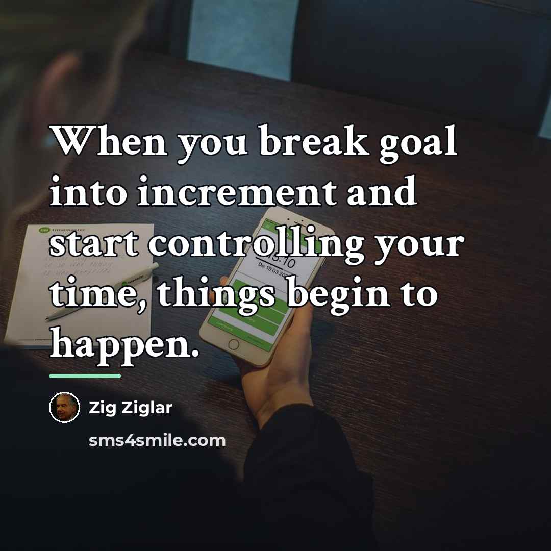 “When you break goal into increment and start controlling your…” quote by Zig Ziglar
