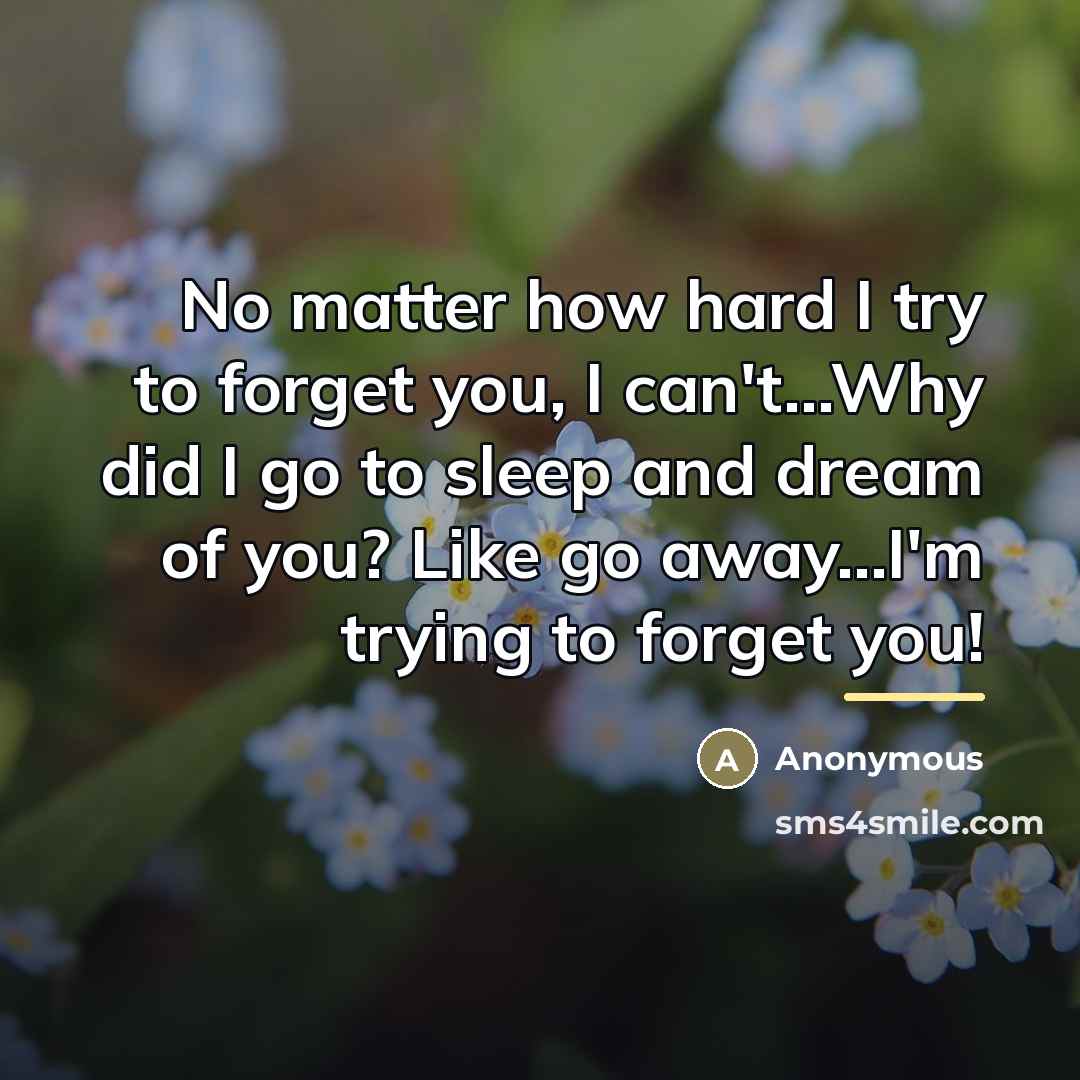 “No matter how hard I try to forget you, I…” quote by Anonymous
