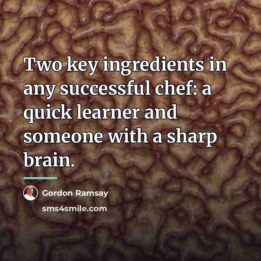 “Two key ingredients in any successful chef: a quick learner…” quote by Gordon Ramsay