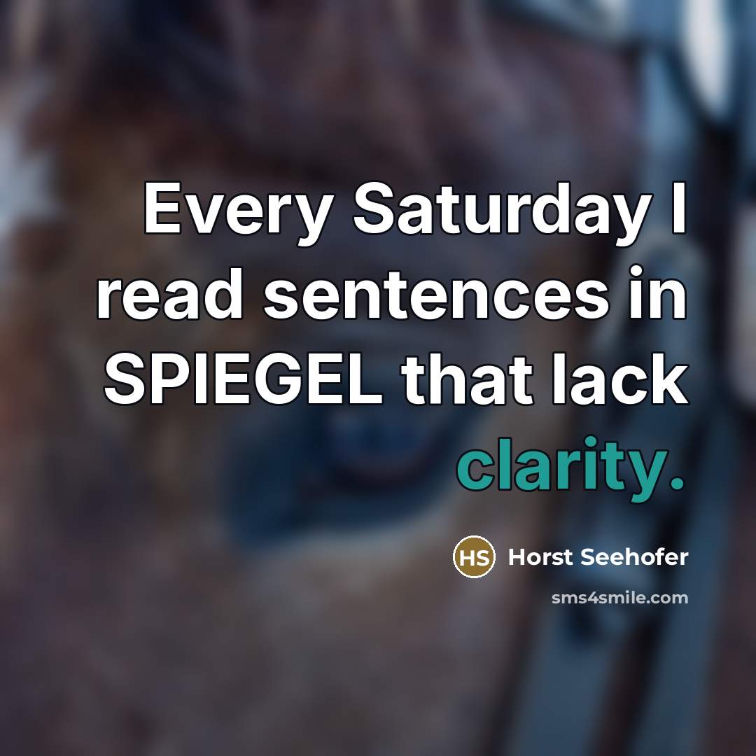 “Every Saturday I read sentences in SPIEGEL that lack clarity.…” quote by Horst Seehofer