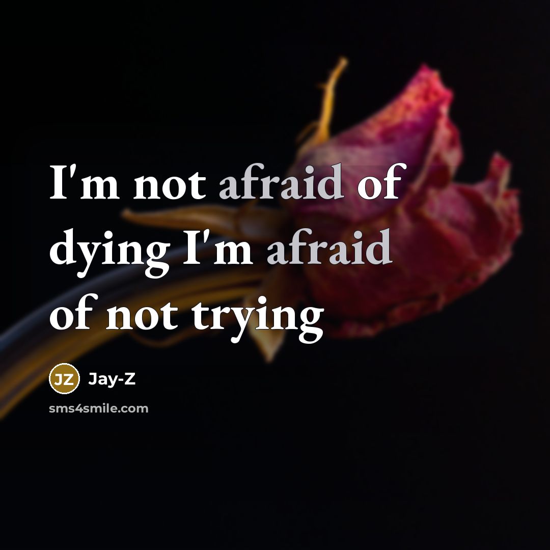 “I'm not afraid of dying I'm afraid of not trying…” quote by Jay-Z