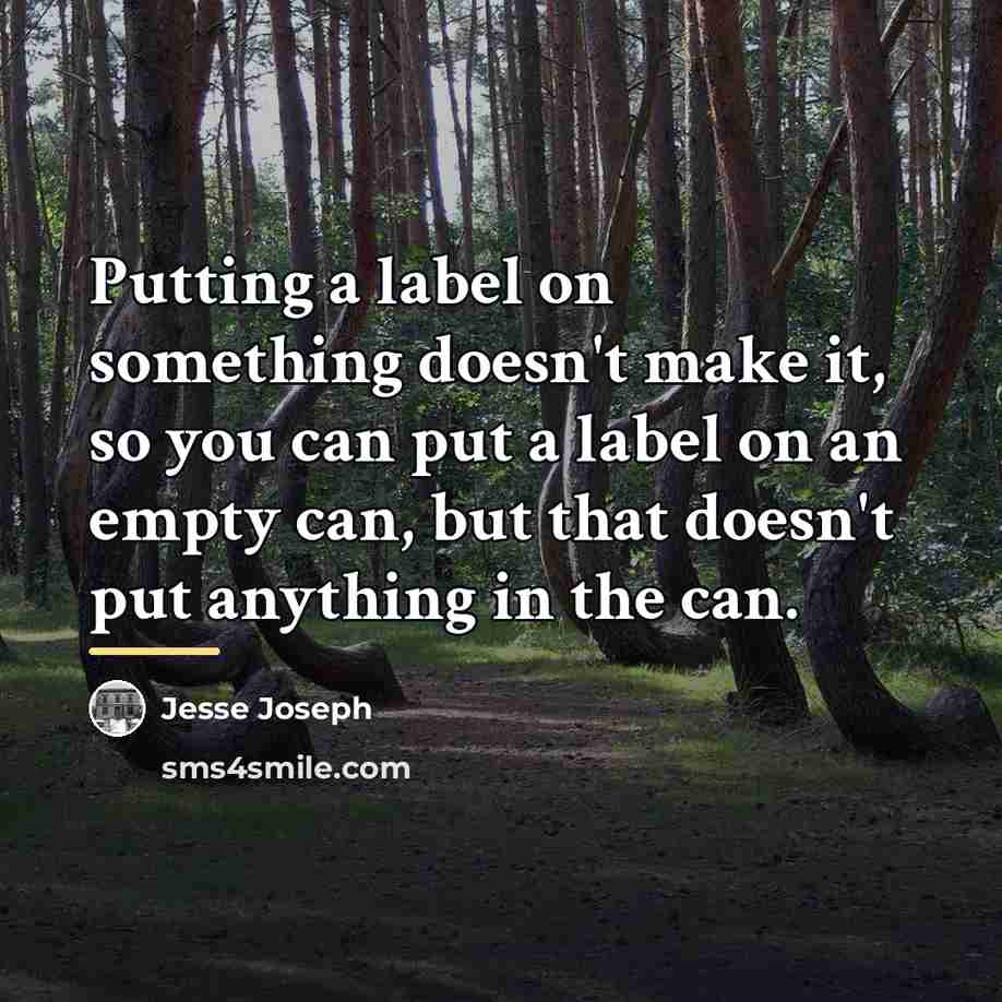 “Putting a label on something doesn't make it, so you…” quote by Jesse Joseph