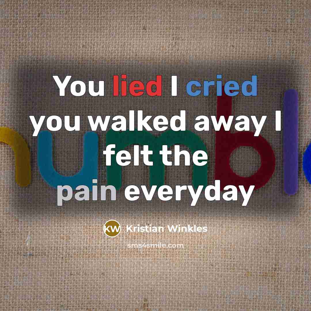 “You lied I cried you walked away I felt the pain everyday” quote by Kristian Winkles