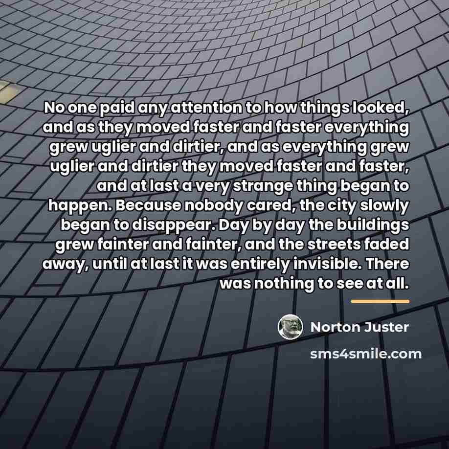 “No one paid any attention to how things looked, and…” quote by Norton Juster