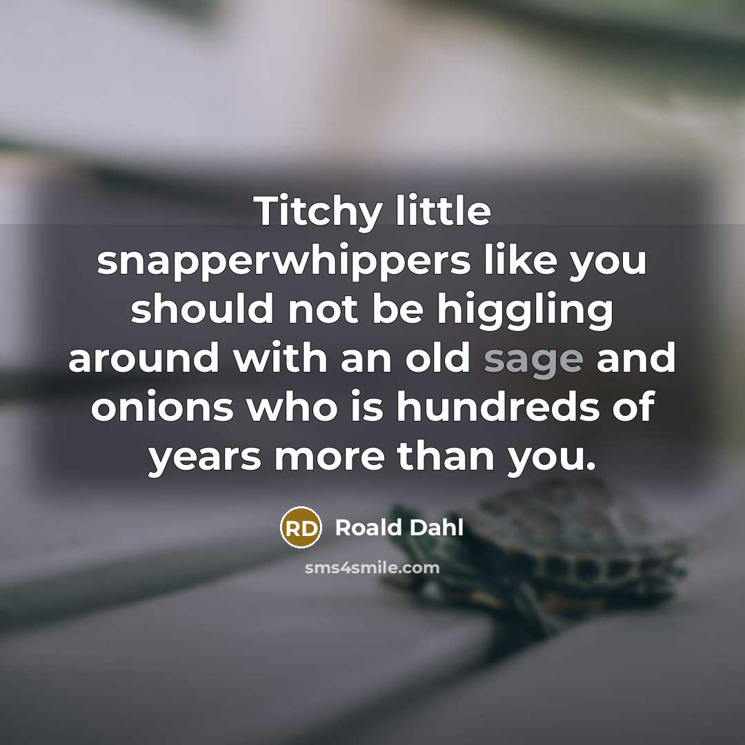 “Titchy little snapperwhippers like you should not be higgling around…” quote by Roald Dahl