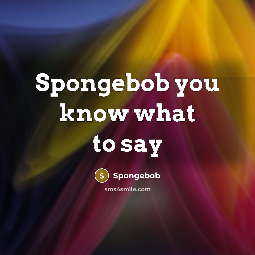 “Spongebob you know what to say…” quote by Spongebob