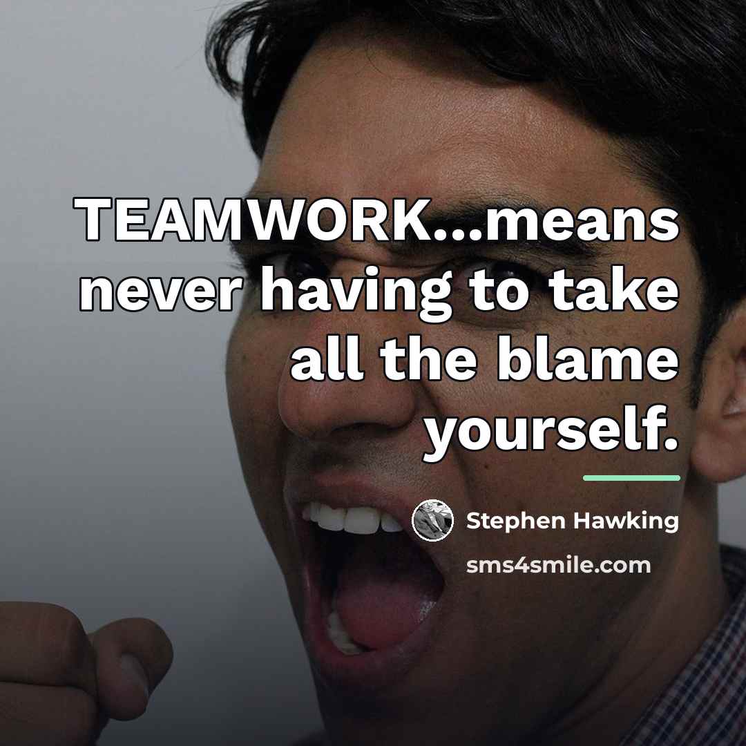 “TEAMWORK...means never having to take all the blame yourself.…” quote by Stephen Hawking