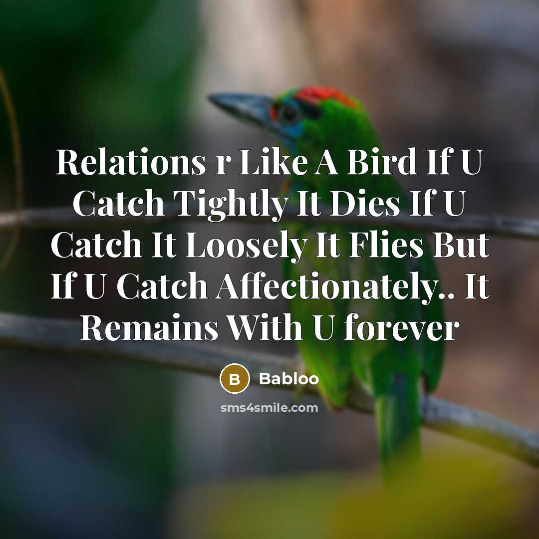 “Relations r Like A Bird If U Catch Tightly It…” quote by Babloo