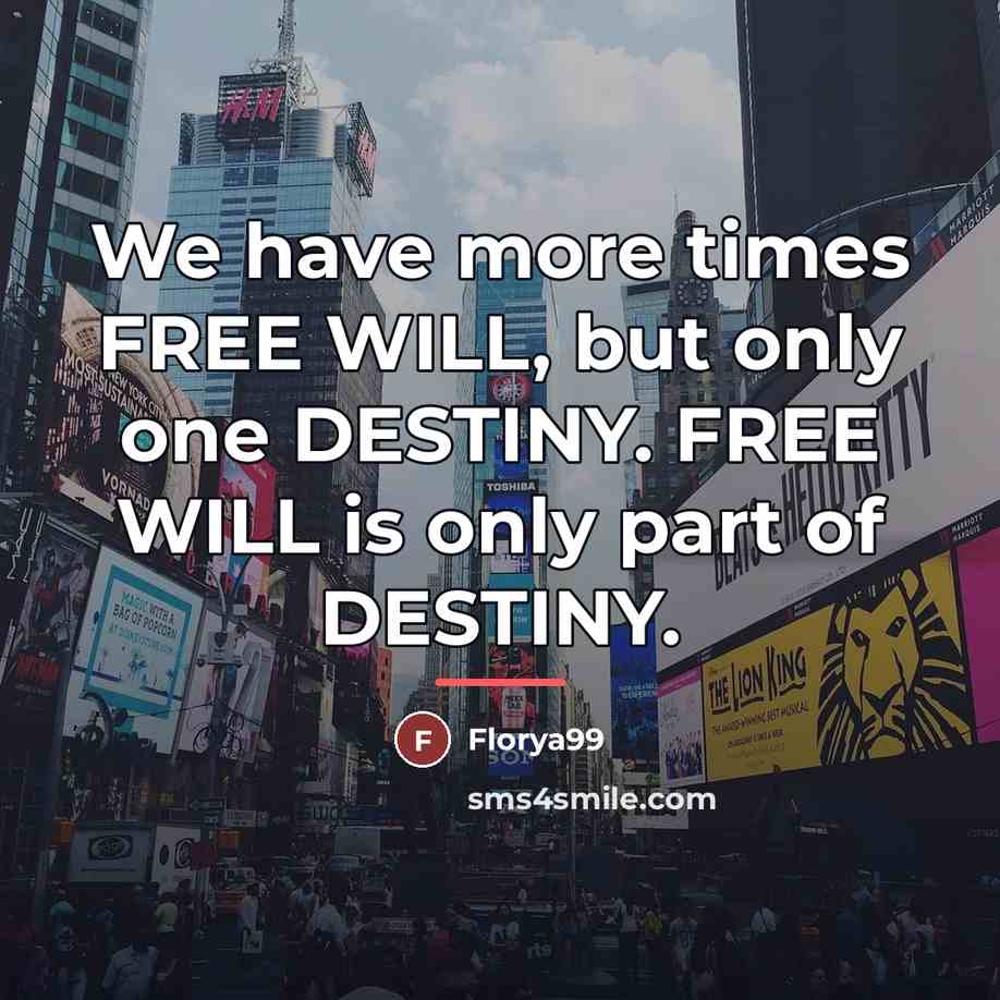 “We have more times FREE WILL, but only one DESTINY.…” quote by Florya99