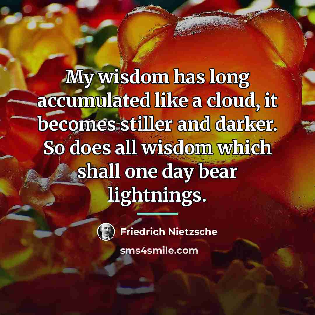 “My wisdom has long accumulated like a cloud, it becomes…” quote by Friedrich Nietzsche