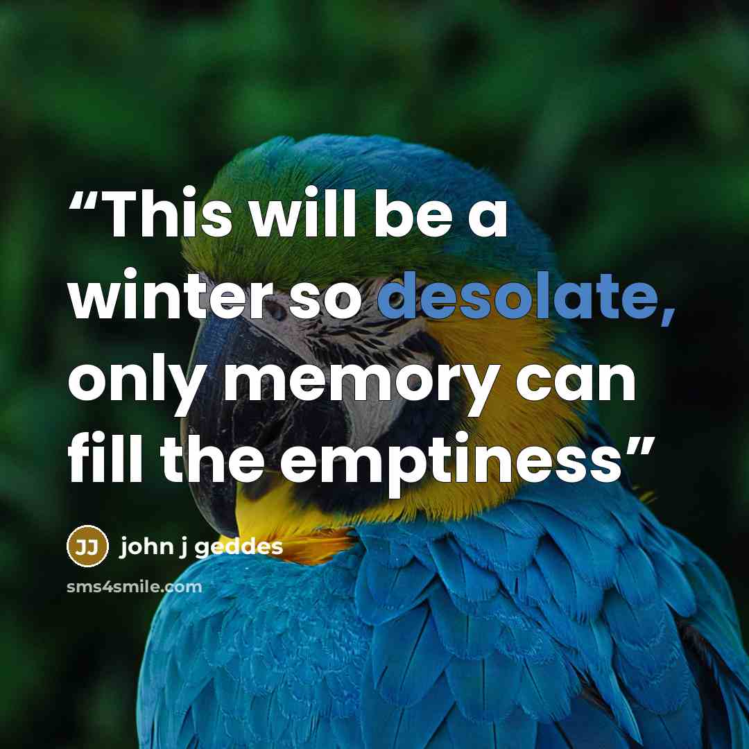 “This will be a winter so desolate, only memory can fill the emptiness” quote by john j geddes
