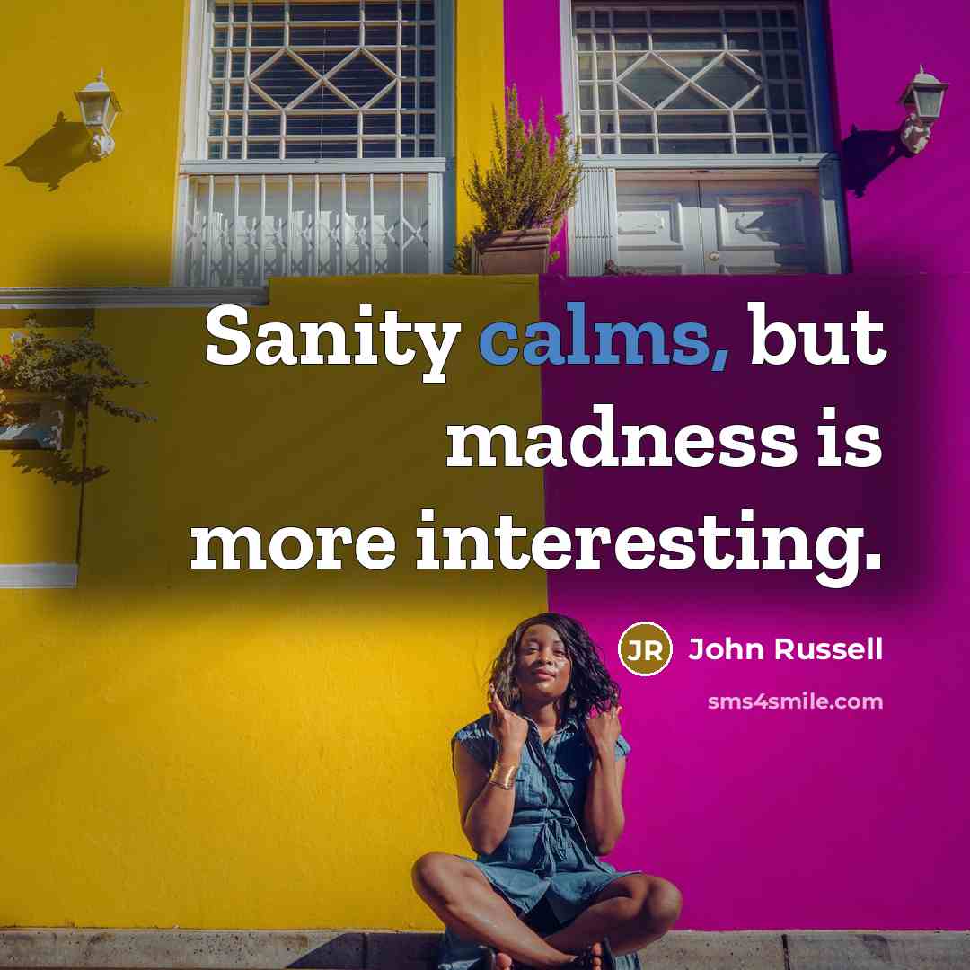 “Sanity calms, but madness is more interesting.” quote by John Russell