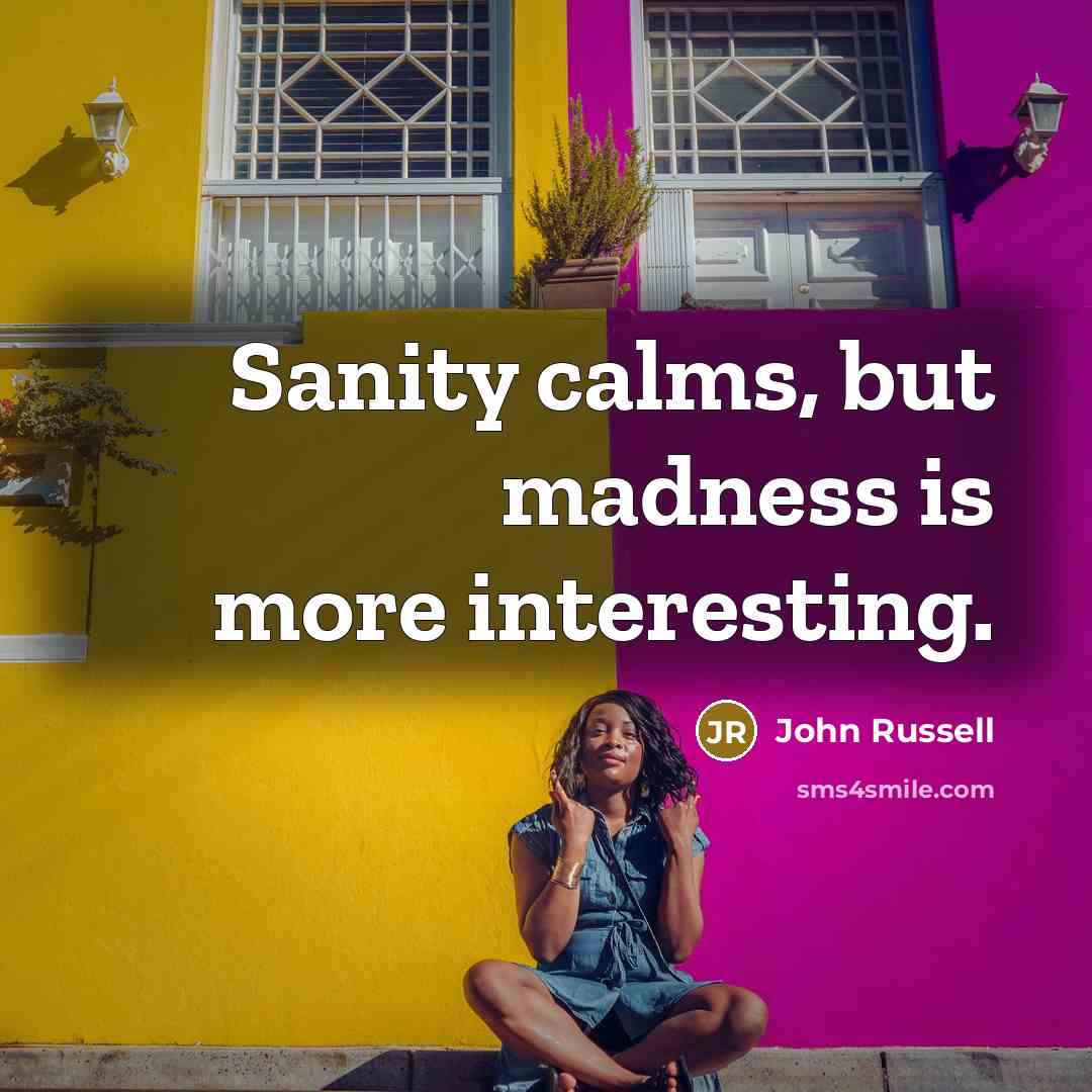 “Sanity calms, but madness is more interesting.…” quote by John Russell