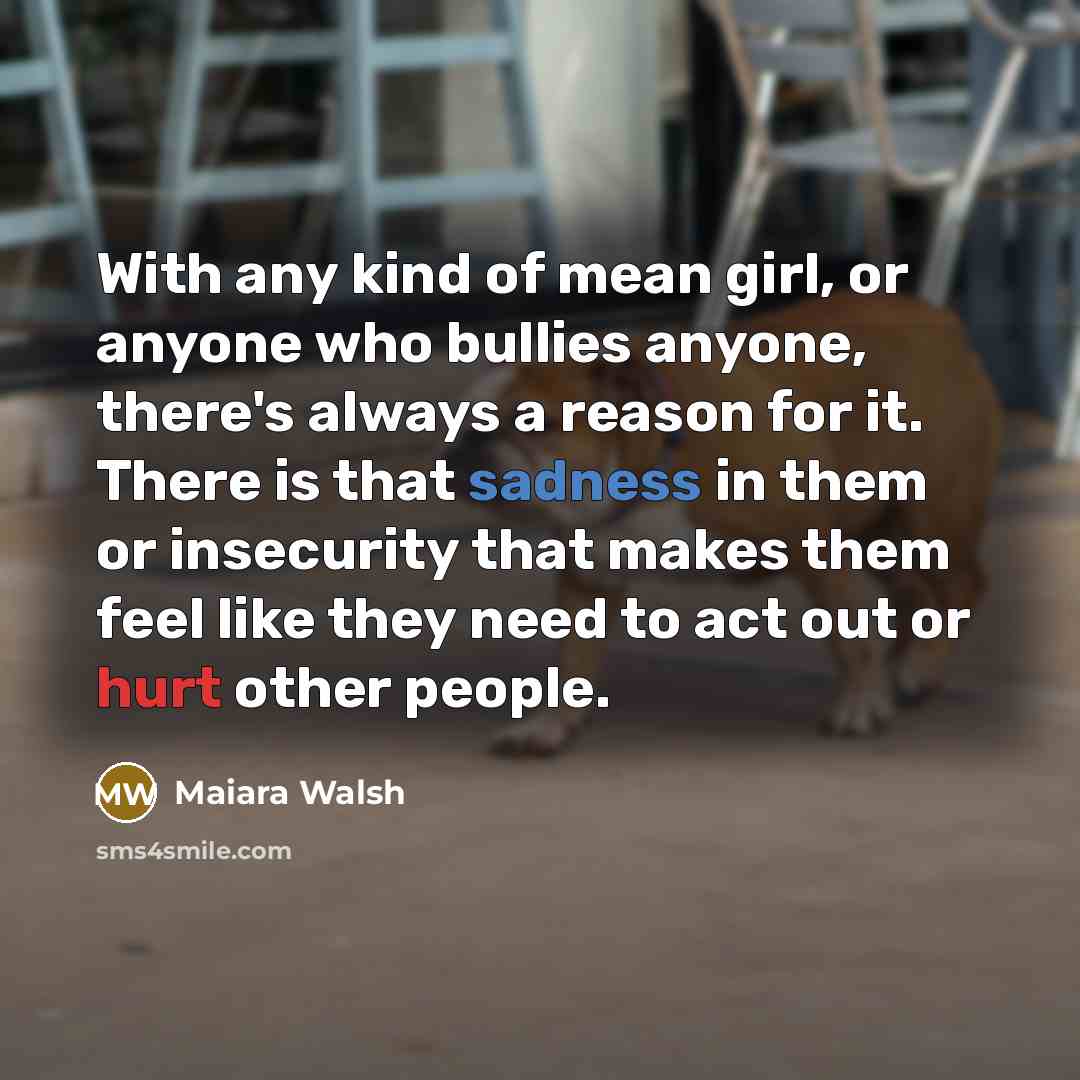 “With any kind of mean girl, or anyone who bullies…” quote by Maiara Walsh