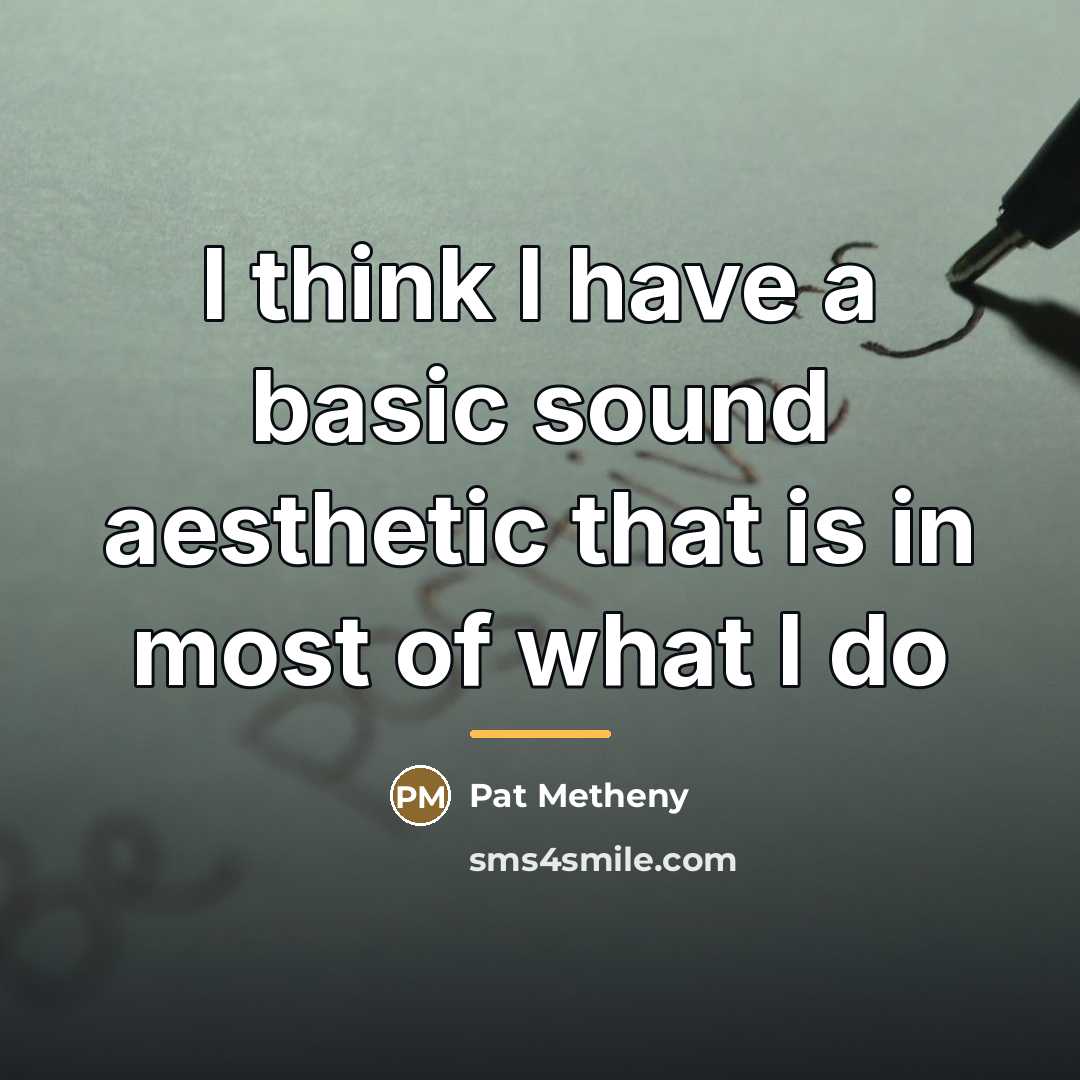 “I think I have a basic sound aesthetic that is…” quote by Pat Metheny
