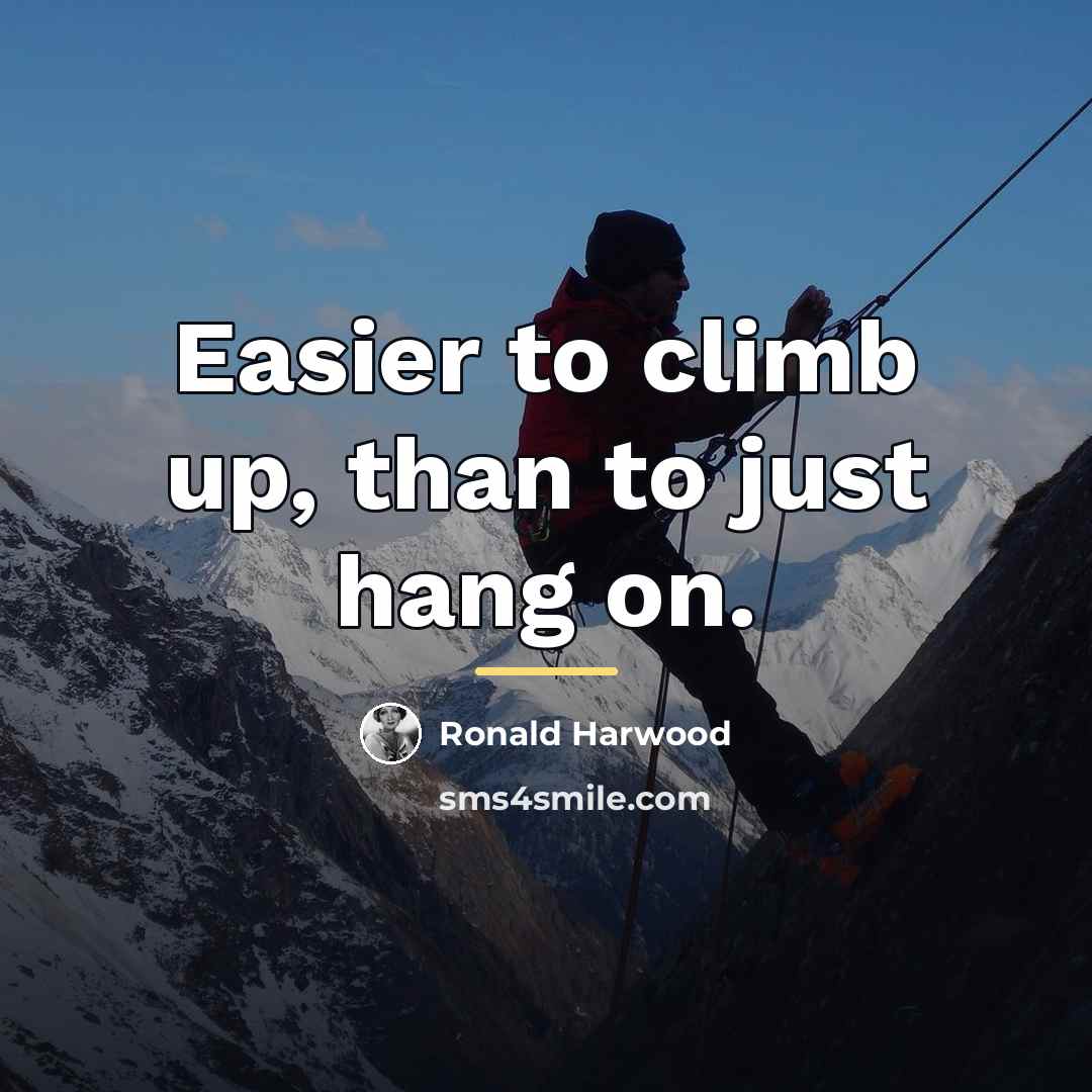 “Easier to climb up, than to just hang on.…” quote by Ronald Harwood