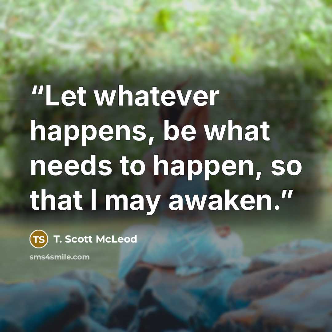 “Let whatever happens, be what needs to happen, so that I may awaken.” quote by T. Scott McLeod