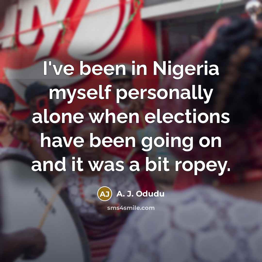 “I've been in Nigeria myself personally alone when elections have…” quote by A. J. Odudu