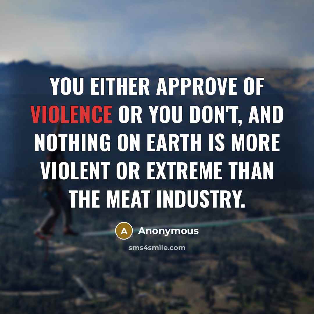 “You either approve of violence or you don't, and nothing…” quote by Anonymous