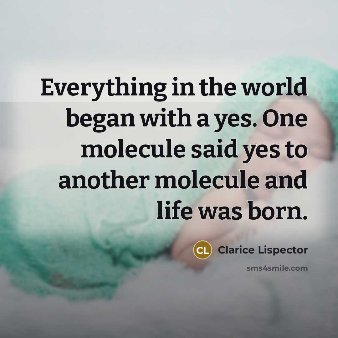 “Everything in the world began with a yes. One molecule…” quote by Clarice Lispector