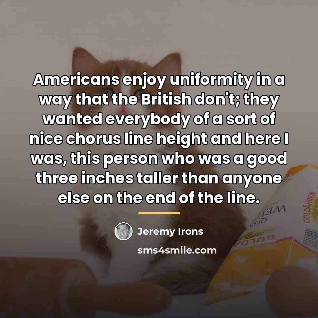 “Americans enjoy uniformity in a way that the British don't;…” quote by Jeremy Irons