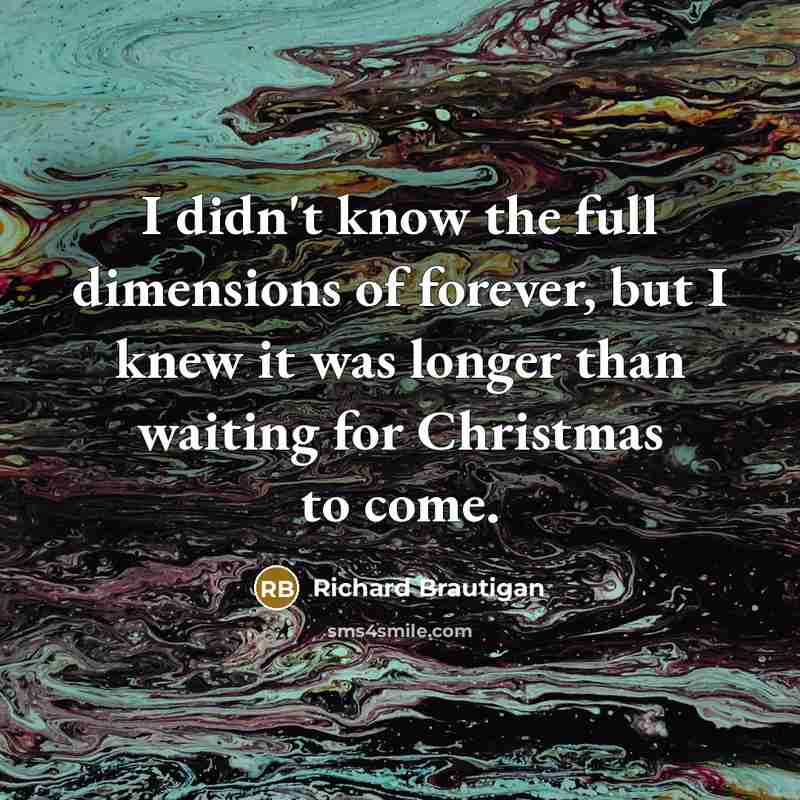 “I didn't know the full dimensions of forever, but I…” quote by Richard Brautigan