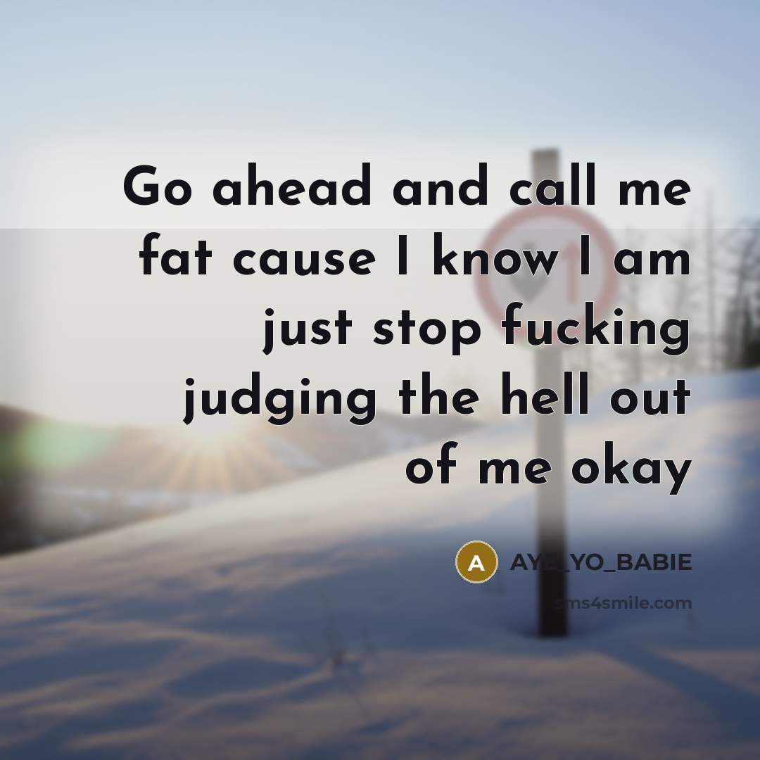 “Go ahead and call me fat cause I know I am just stop fucking judging the hell out of me okay” quote by AYE_YO_BABIE