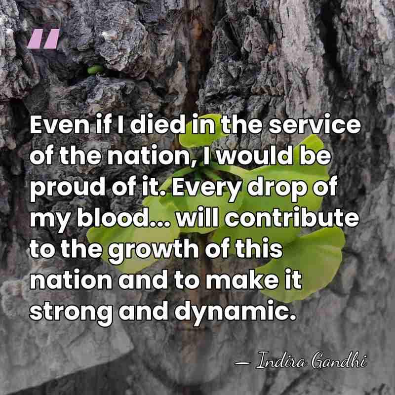 Even if I died in the service of the nation, I would&hellip; - Indira Gandhi
