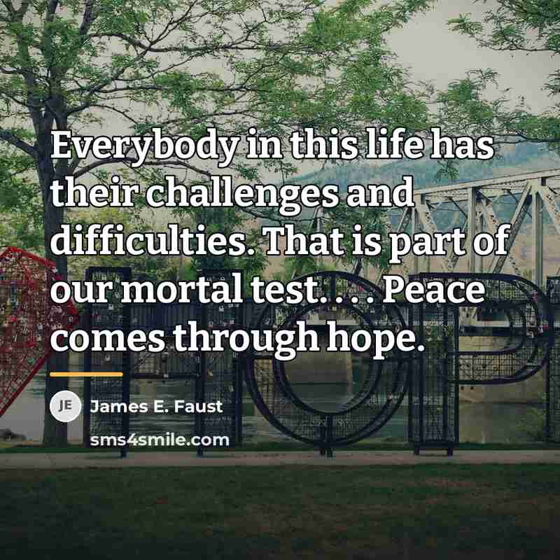 “Everybody in this life has their challenges and difficulties. That…” quote by James E. Faust