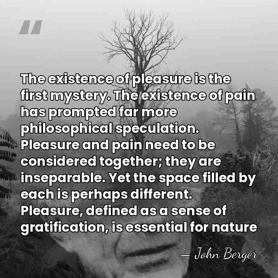 The existence of pleasure is the first mystery. The existence of pain&hellip; - John Berger