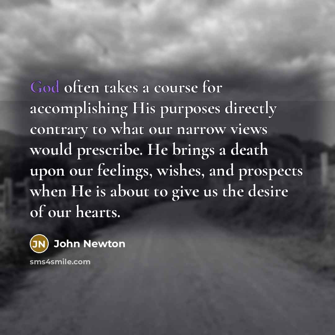 “God often takes a course for accomplishing His purposes directly…” quote by John Newton