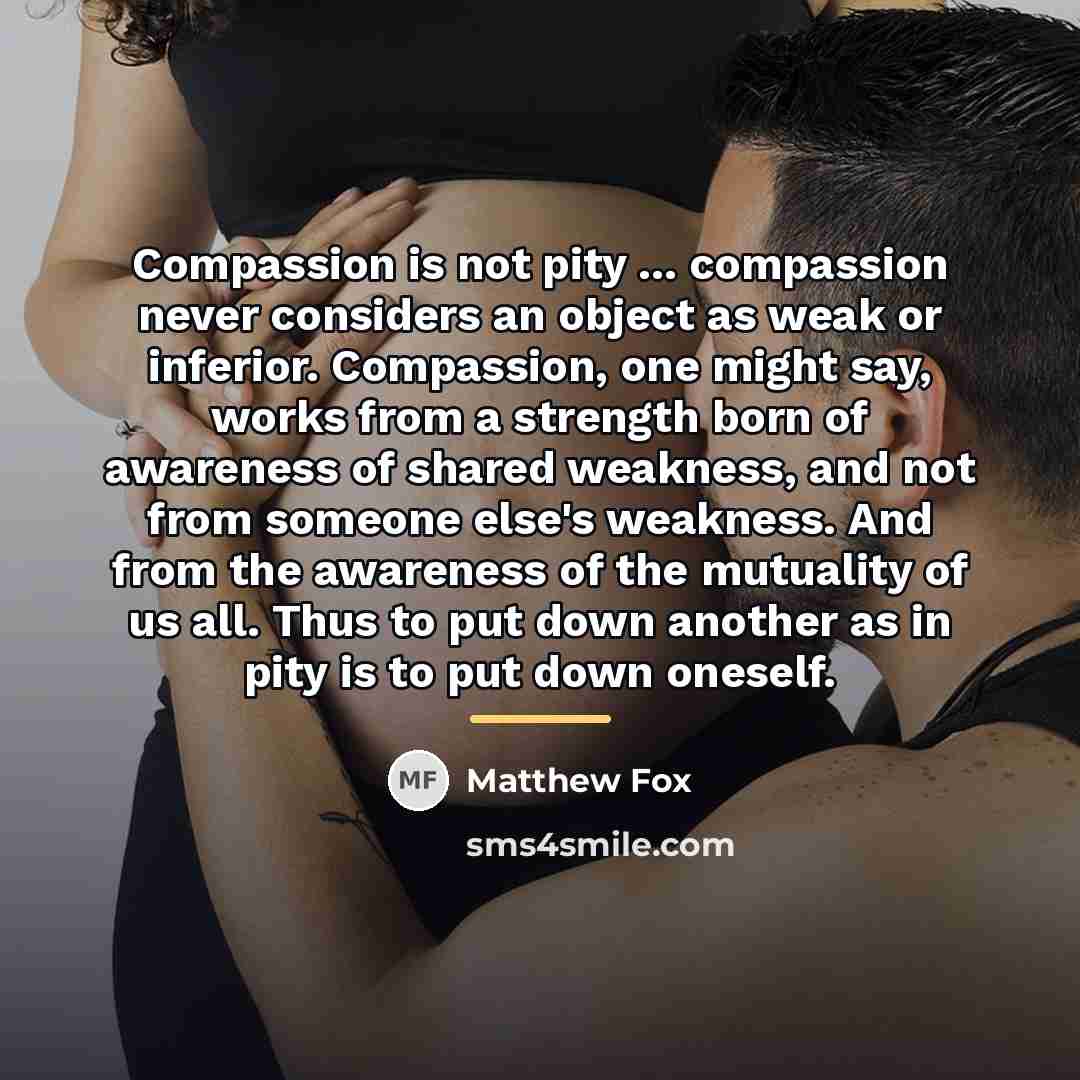 “Compassion is not pity ... compassion never considers an object…” quote by Matthew Fox