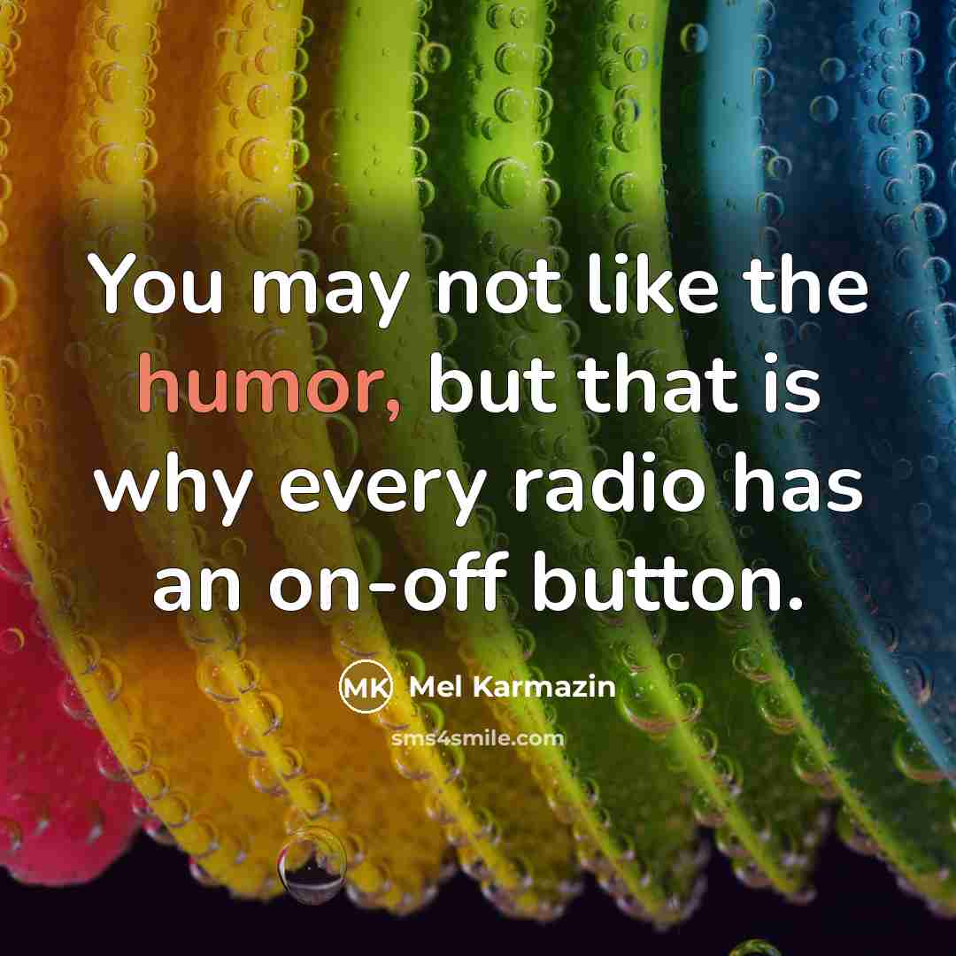 “You may not like the humor, but that is why…” quote by Mel Karmazin